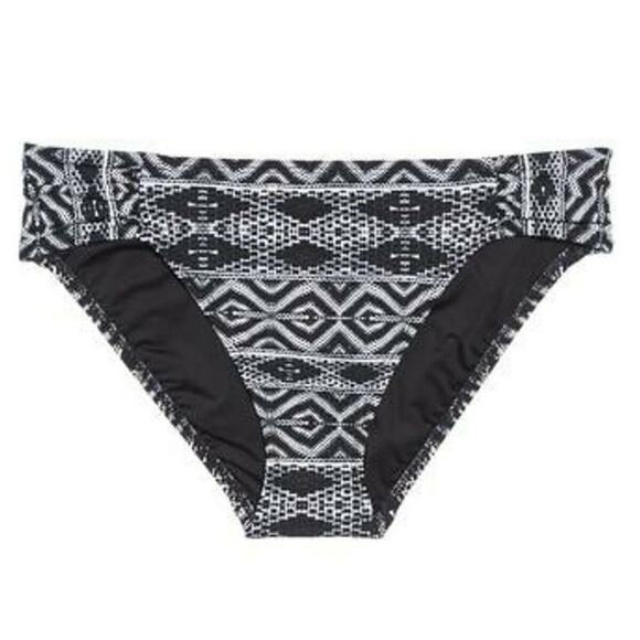 LA BLANCA Designer Jeans shirred hipster swimsuit bikini bottom black Size 8 NEW - Picture 8 of 8